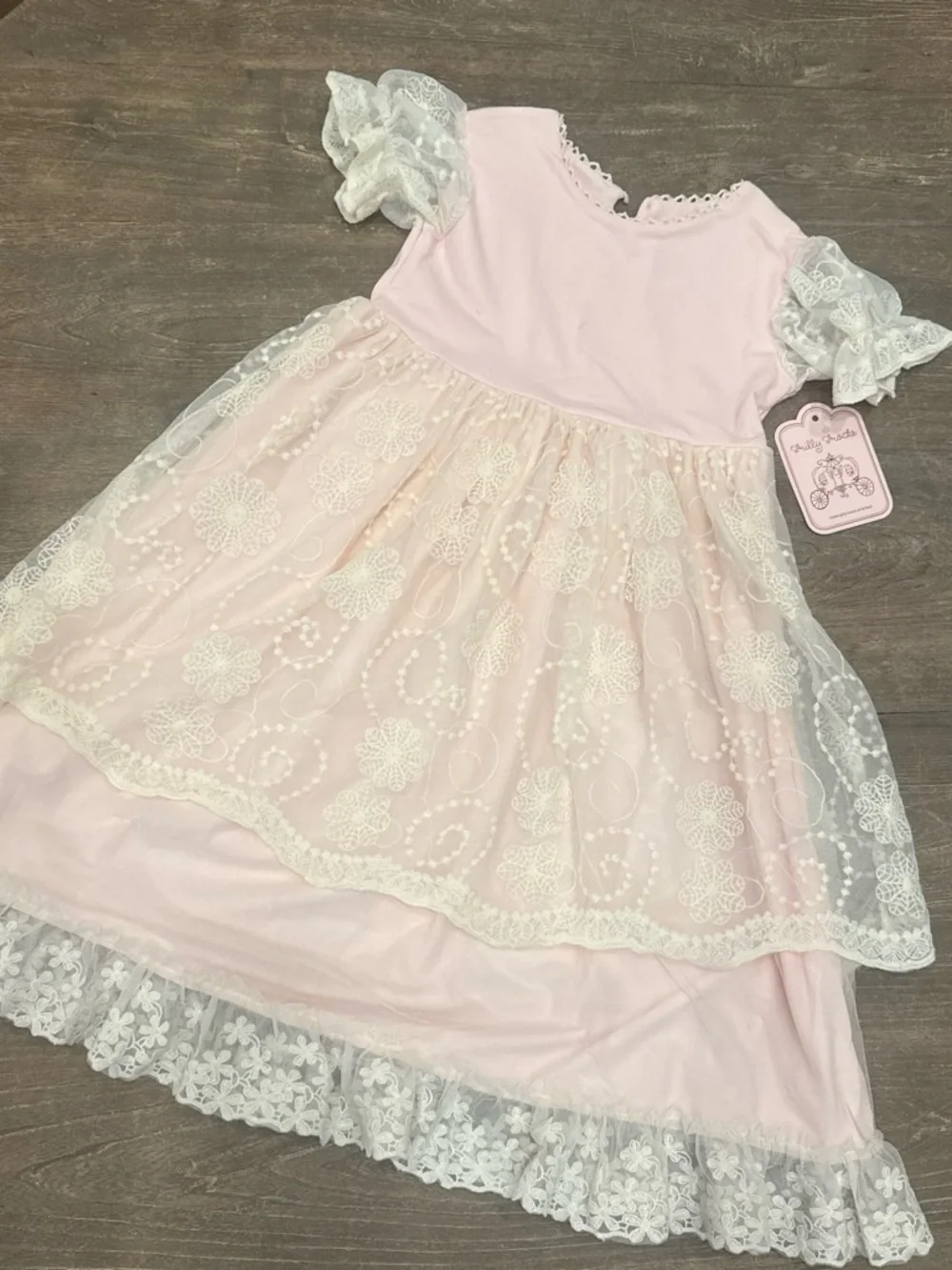 Girls' Pink Lace Overlay Party Dress